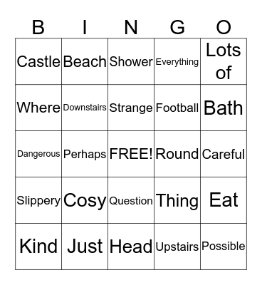 Unit 3 lesson 5 Bingo Card