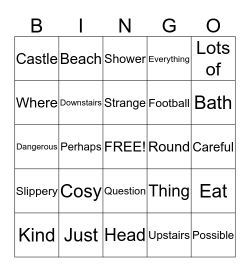 Unit 3 lesson 5 Bingo Card