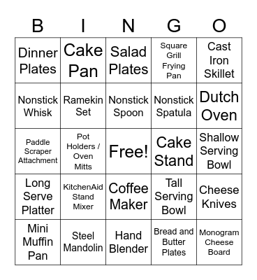 Sarah's Bridal Shower! Bingo Card