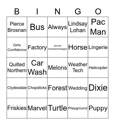 SUPERBOWL XLIX COMMERCIAL BINGO Card