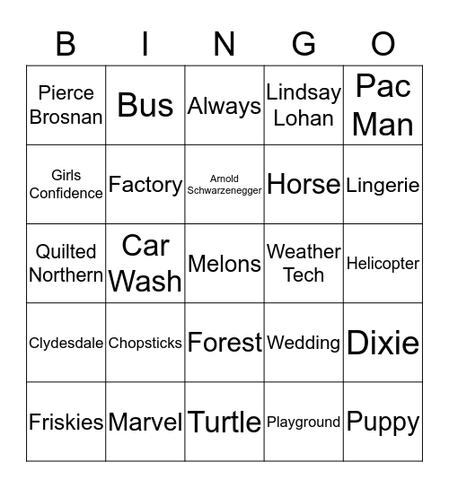 SUPERBOWL XLIX COMMERCIAL BINGO Card