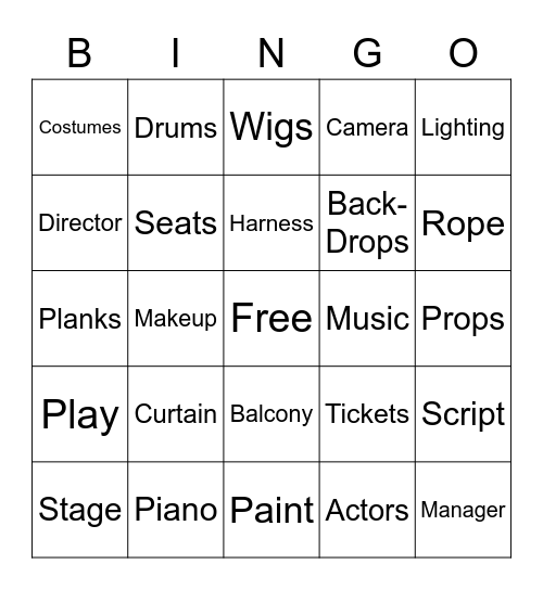 Theater Bingo Card