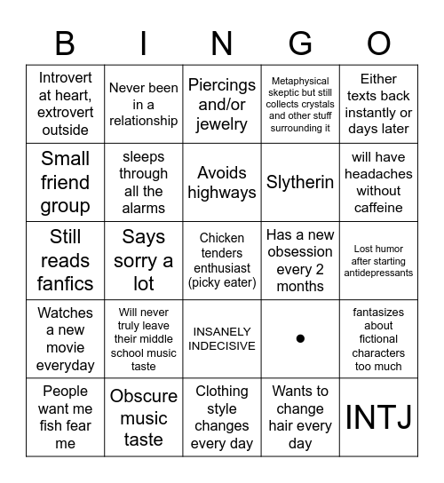 Mya BINGO WOO Bingo Card