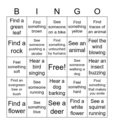 Nature Bingo Card