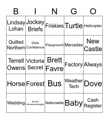 SUPERBOWL XLIX COMMERCIAL BINGO Card