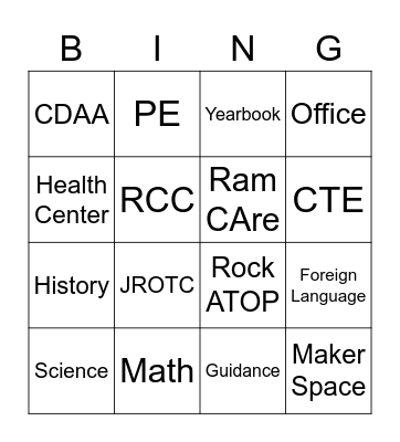 RHS Bingo Card