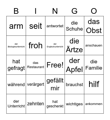 Arme Anna 1 & 2 Bingo Card