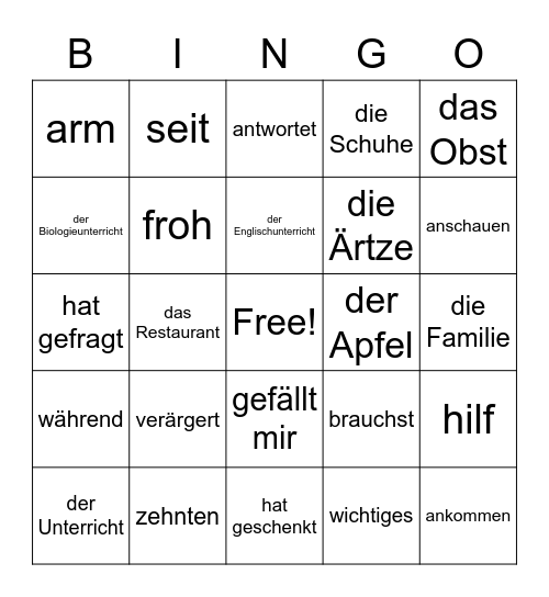 Arme Anna 1 & 2 Bingo Card