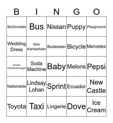 SUPERBOWL XLIX COMMERCIAL BINGO Card