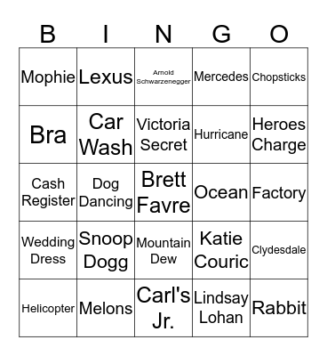 SUPERBOWL XLIX COMMERCIAL BINGO Card