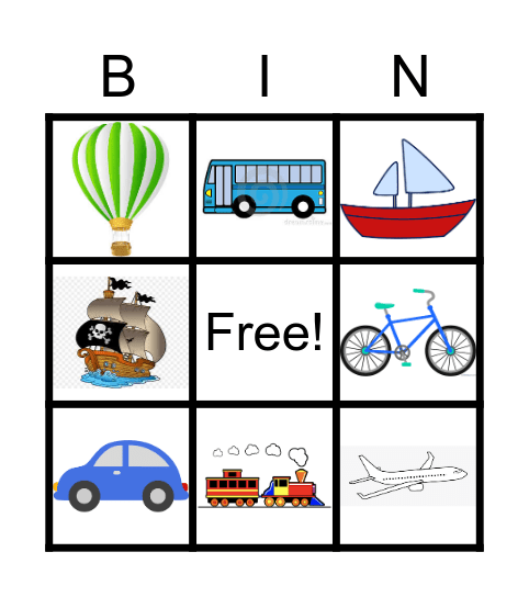 Transportation Bingo Card