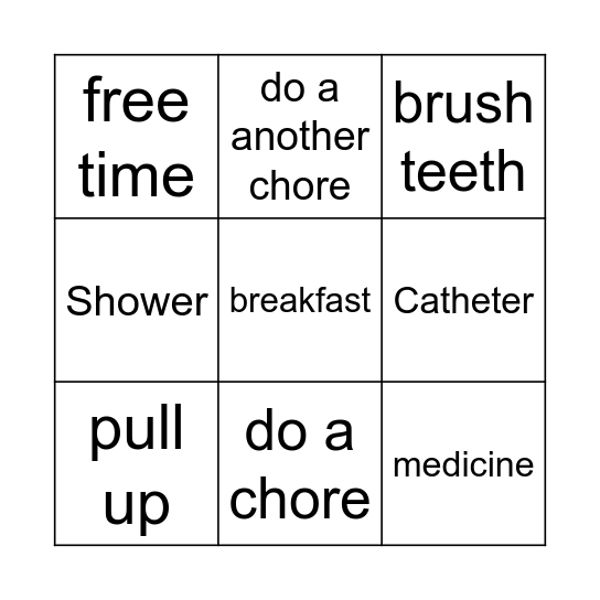 Morning Routine Bingo Card