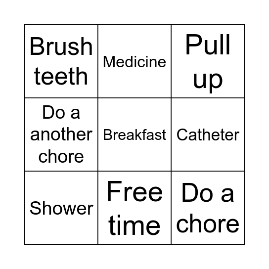 Morning Routine Bingo Card