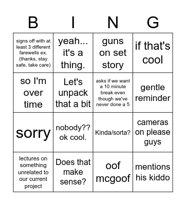 Andrew Bingo Card