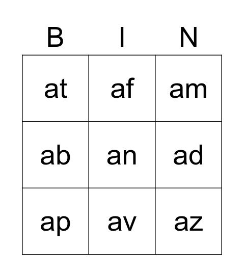 Shor a 2 sounds only-vc Bingo Card