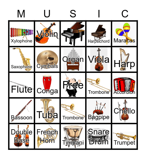 "MUSIC" Bingo Card