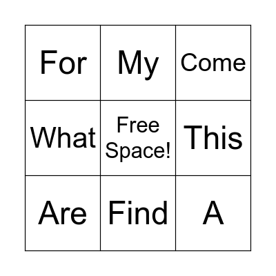 Sight WORDO! Bingo Card