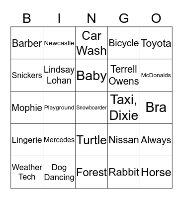 SUPERBOWL XLIX COMMERCIAL BINGO Card