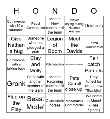 HONDO BINGO Card