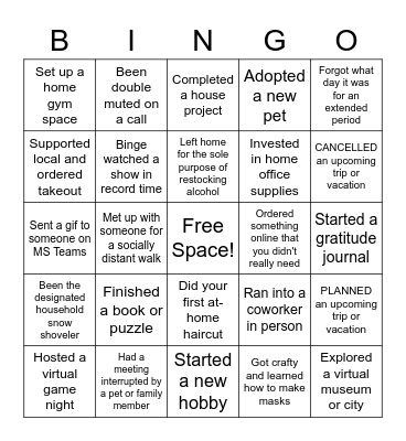 RPE BINGO - QUARANTINE EDITION Bingo Card