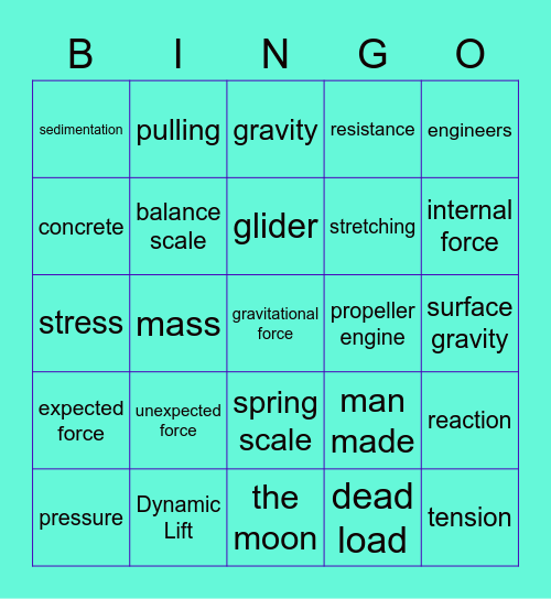 Engineering Vocabulary Bingo Card