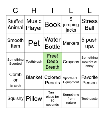 Hillcrest SEL night Bingo Card