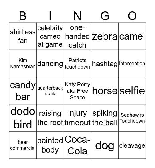 Reggie & Maggie's XLIX Superbowl Bingo Card