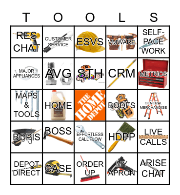 Tools Bingo Card