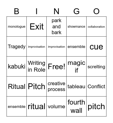 Drama Bingo Card