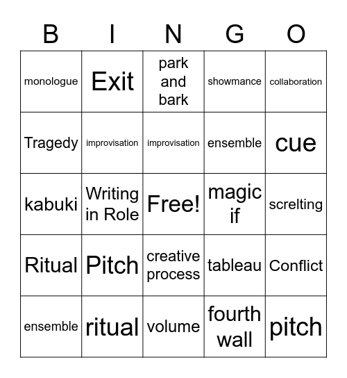 Drama Bingo Card