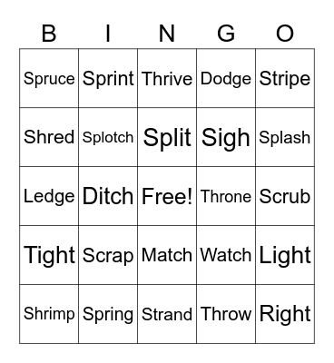 3 Letter Blends Bingo Card