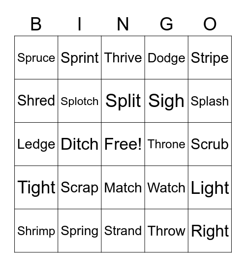 3 Letter Blends Bingo Card