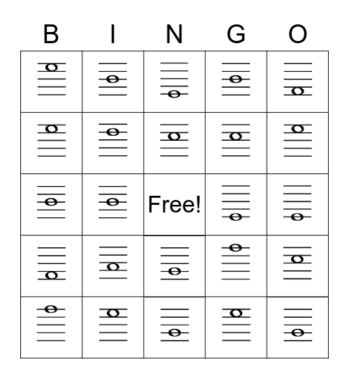 Bass Note Bingo Card