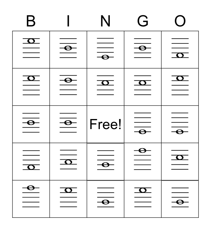 Bass Note Bingo Card