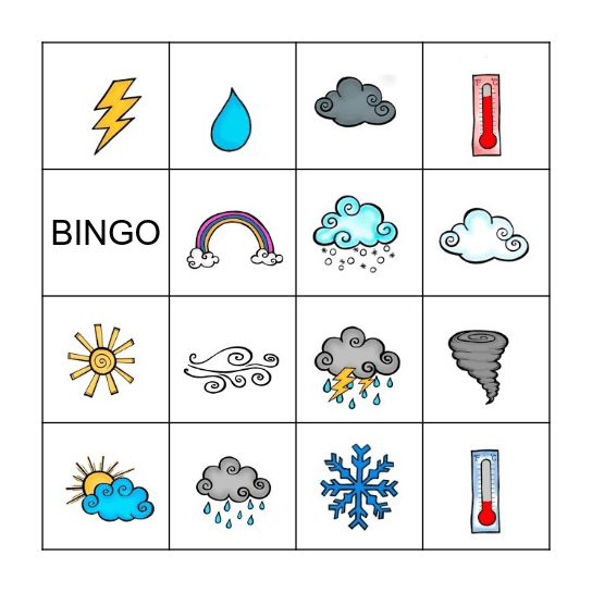 BINGO: POČASIE Bingo Card