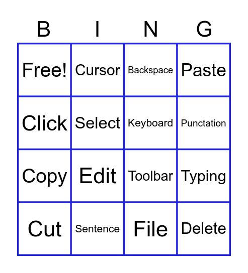 2nd Grade Microsoft Word Bingo Card