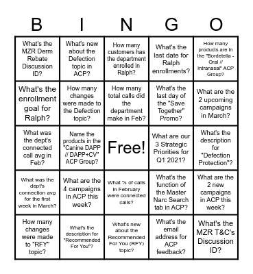 ACP "DOUBLE" BINGO Card