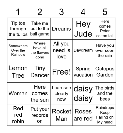 SPRING Bingo Card