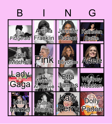 Influential Female Musicians Bingo Card