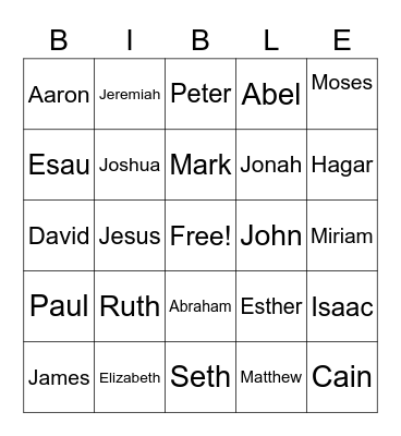 Bible Bingo Card