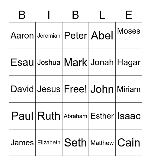 Bible Bingo Card