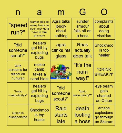 AQ40 NAMGO Bingo Card