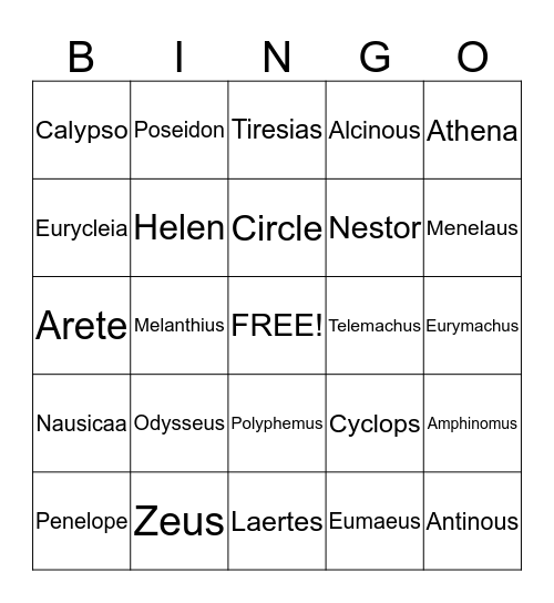 The Odyssey  Bingo Card