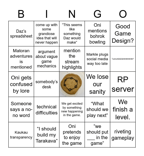 Team Kanohi Bingo Card