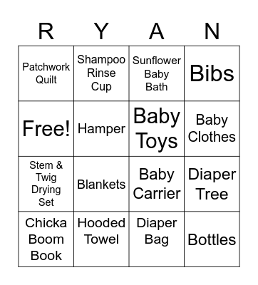 BABY GIFT BINGO Card