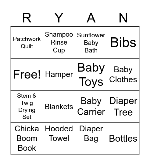 BABY GIFT BINGO Card