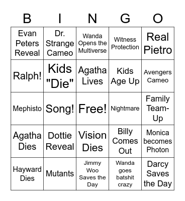 wAnDaViSiOn Bingo Card