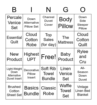 Parachute Bingo Card