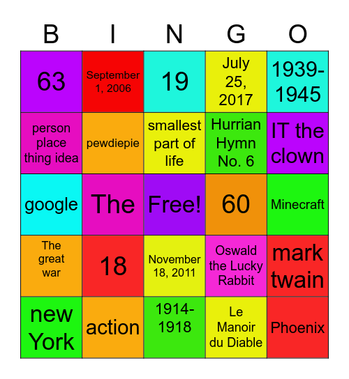 random bingo Card