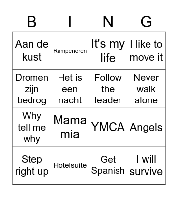 Nacht van Oranje Karaoke Bingo Card